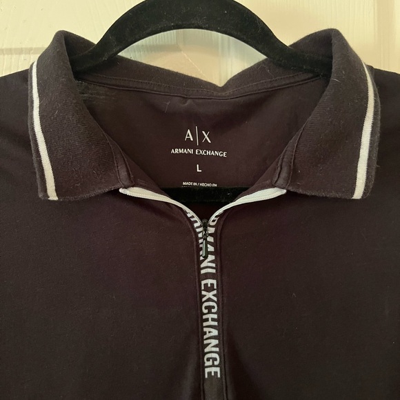 Armani Exchange Black Polo with White Trim - Picture 4 of 7